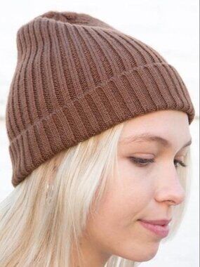 Brandy Melville Brown Ribbed Knit Beanie
